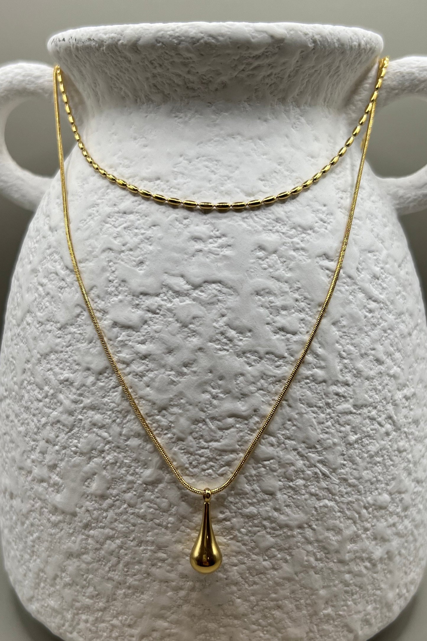Gold Layered Necklace with TearDrop pendant