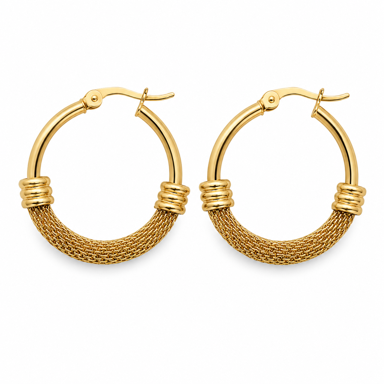 Golden Mesh Hoop Earrings