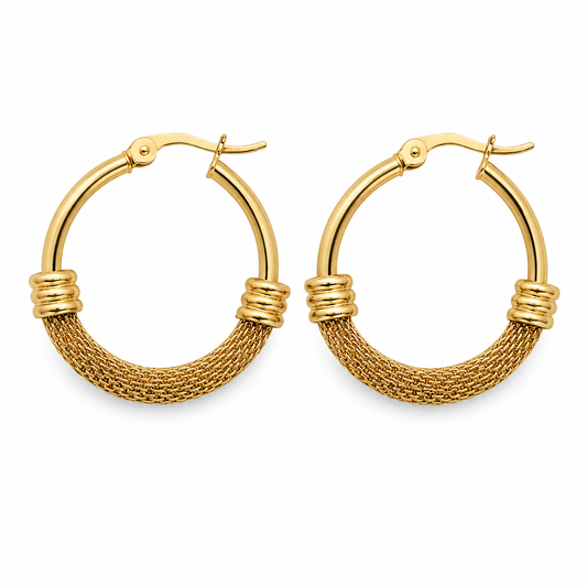Golden Mesh Hoop Earrings