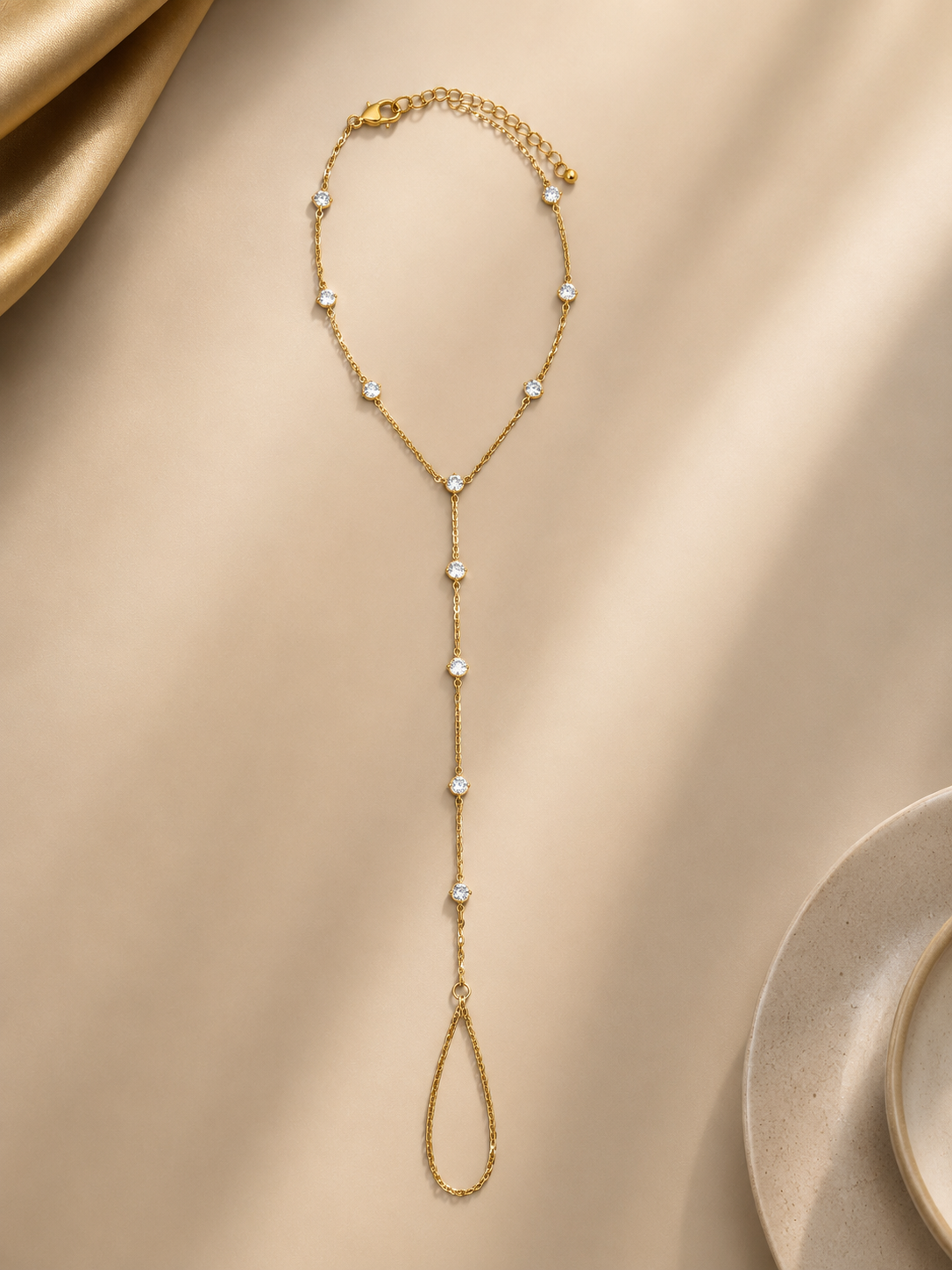 Crystal Cascade Hand Chain Bracelet