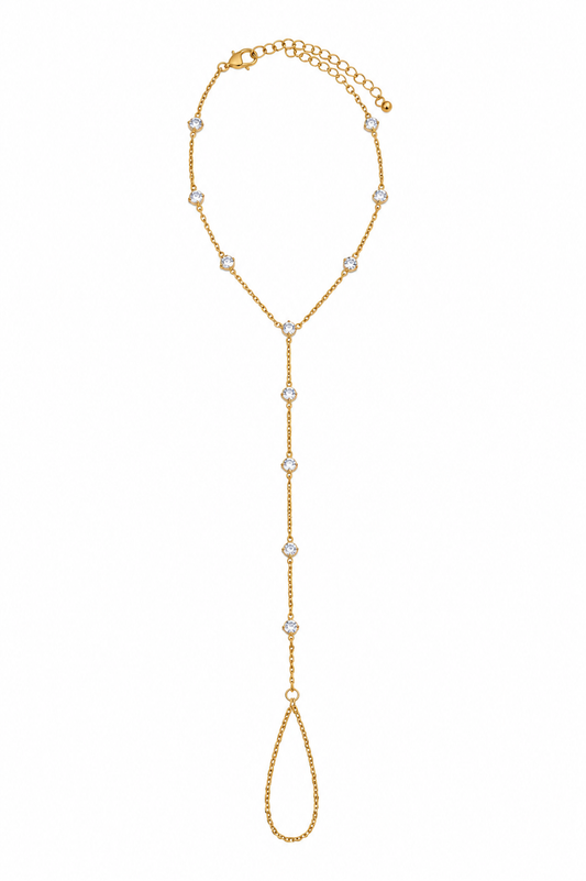 Crystal Cascade Hand Chain Bracelet