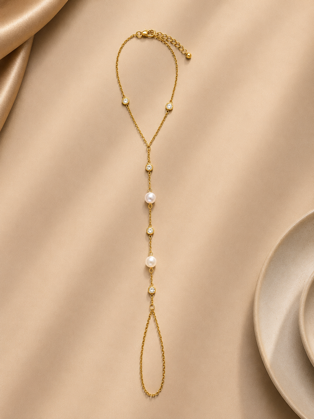 Pearl Radiance Hand Chain Bracelet