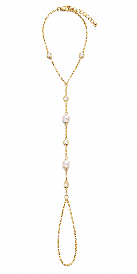Pearl Radiance Hand Chain Bracelet