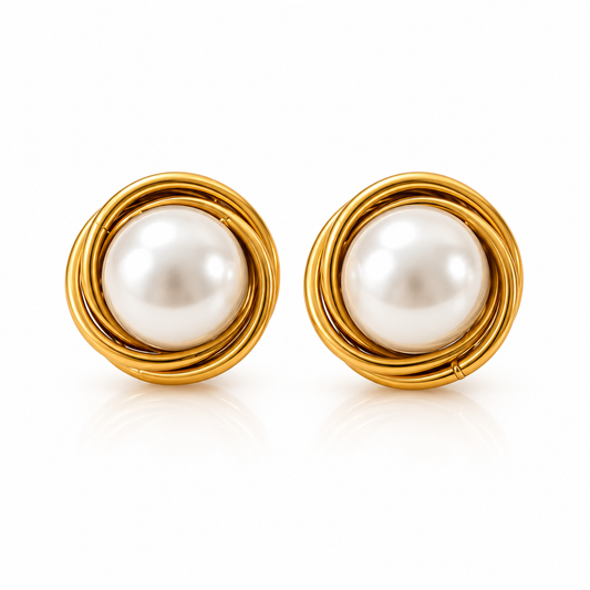 Pearl Halo Stud Earrings